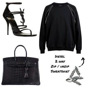 Diesel Black 2 Way Sweatshirt Zip & Unzip